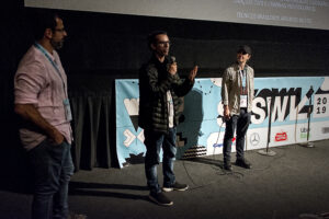 Producer Leonardo Edde with Director Bruno Murtinho during the Q&A for Amazonia Groove